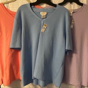 Lot 3 Women TALBOTS Top Plus Sz 3X Short
Sleeve Light Weight Cotton T-shirt NWT